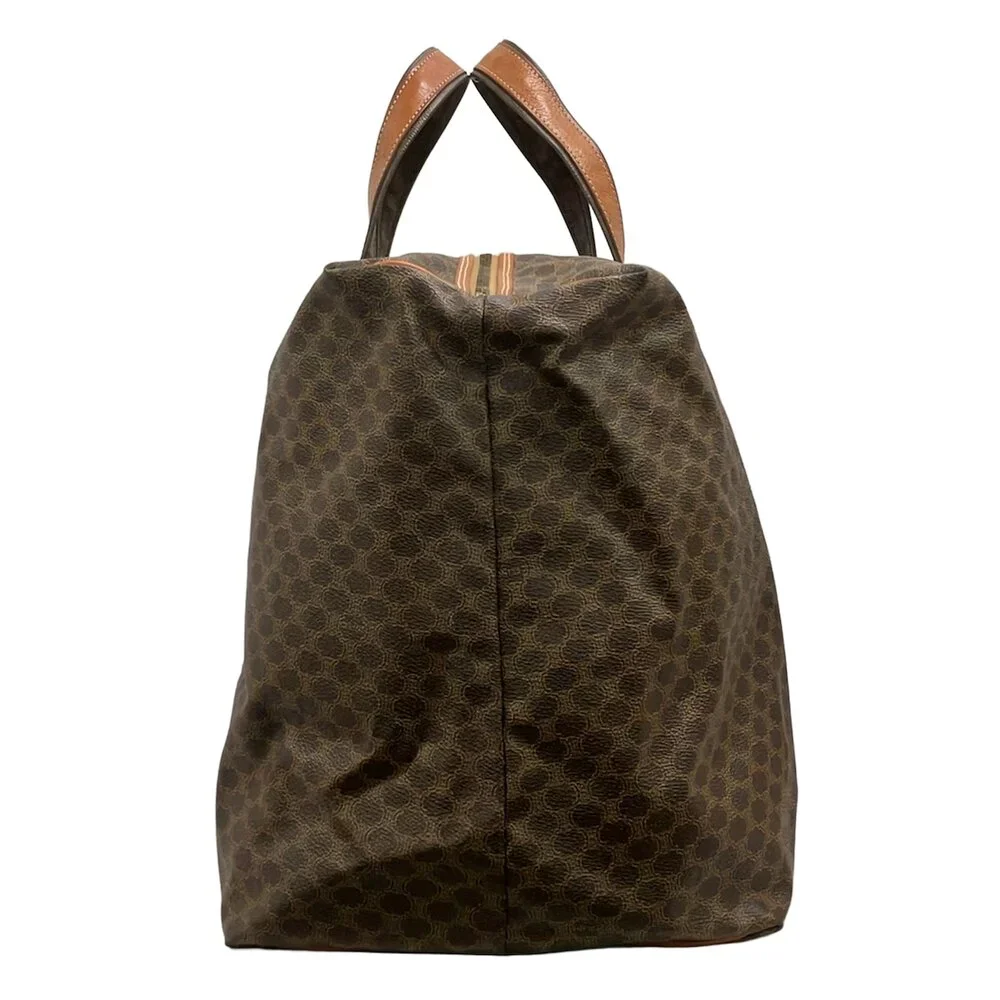 Celine Macadam Boston Bag Dark Beige Dark Brown PVC Leather
